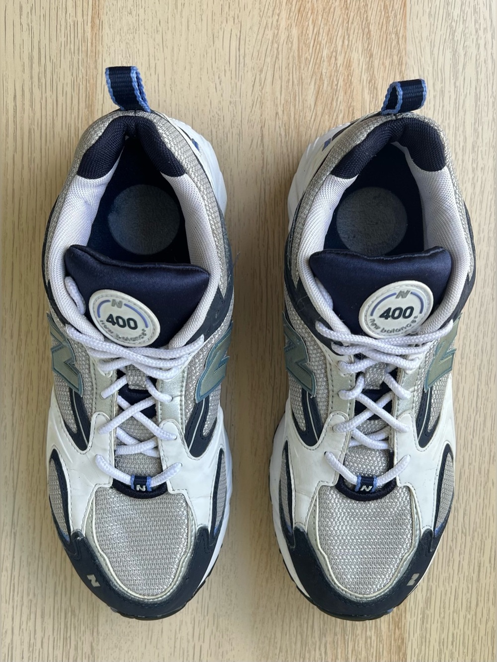 New Balance 400 Y2K Mesh Running Dad Sneakers White Navy Silver US 10 - Picture 14 of 15